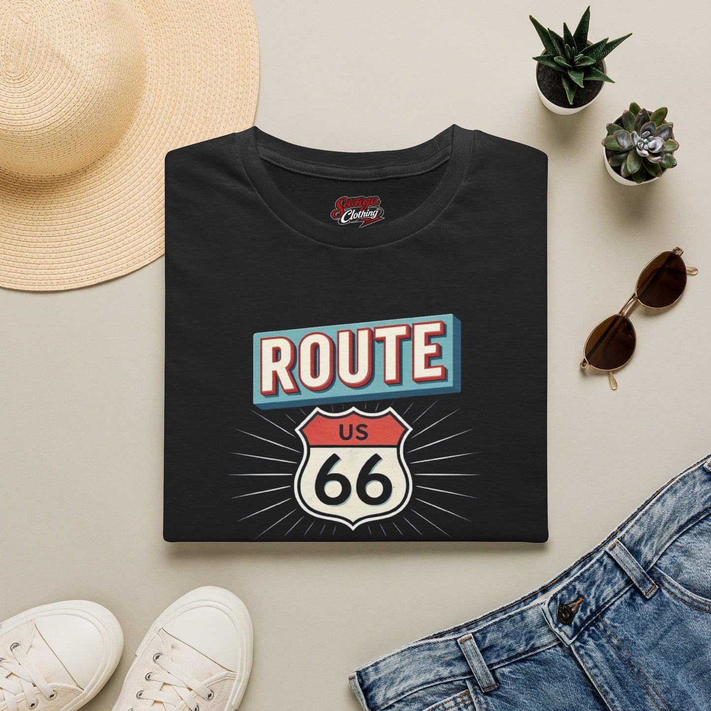 Route 66 Centennial — Retro Motel Sign Tee