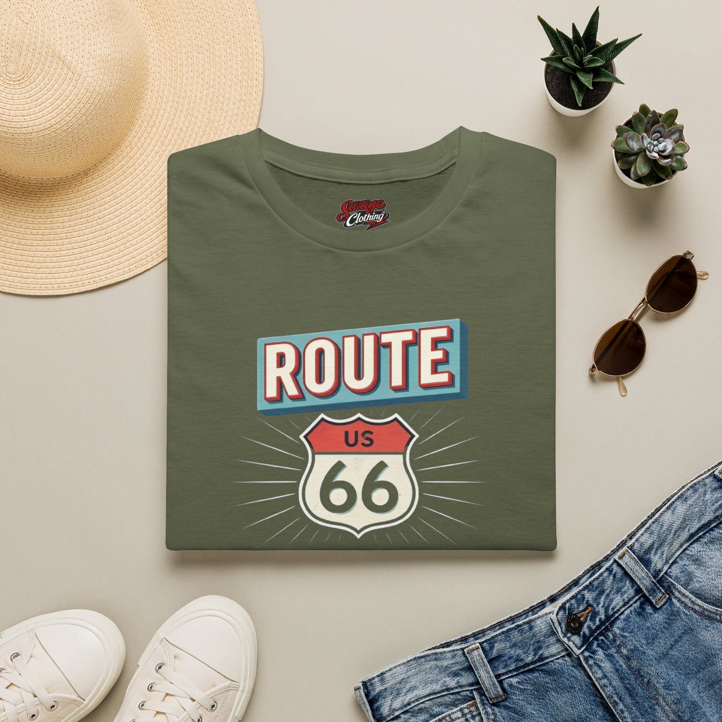 Route 66 Centennial — Retro Motel Sign Tee
