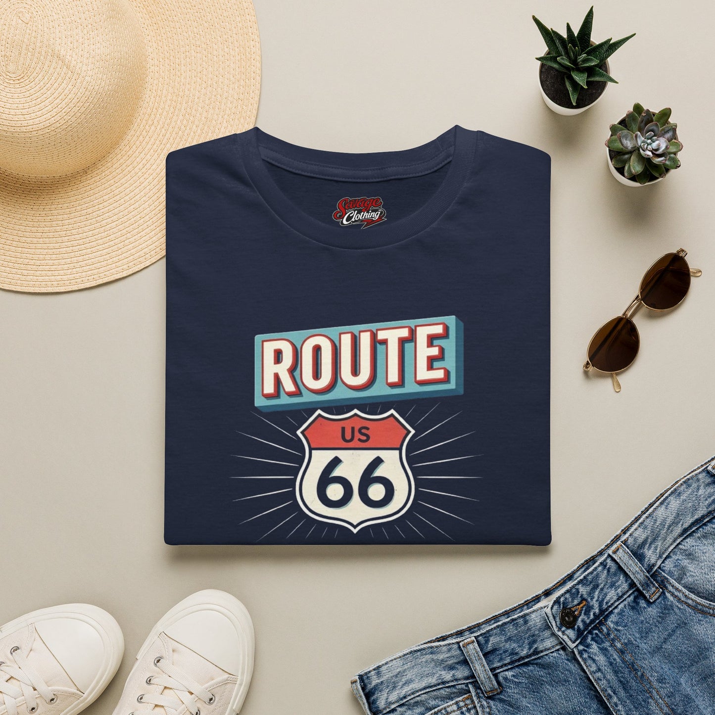 Route 66 Centennial — Retro Motel Sign Tee